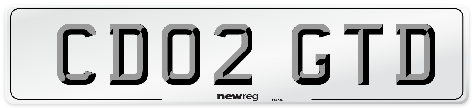 CD02 GTD Number Plate from New Reg